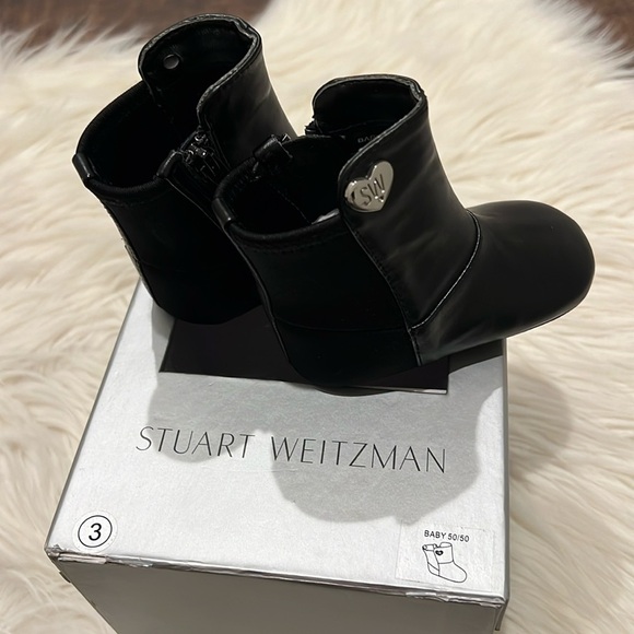 Stuart Weitzman 50/50 Black Baby Silver Heart Bootie size:3 Holiday fall winter - Picture 2 of 10